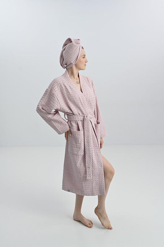 Szlafrok bawełniany jasnoróżowy