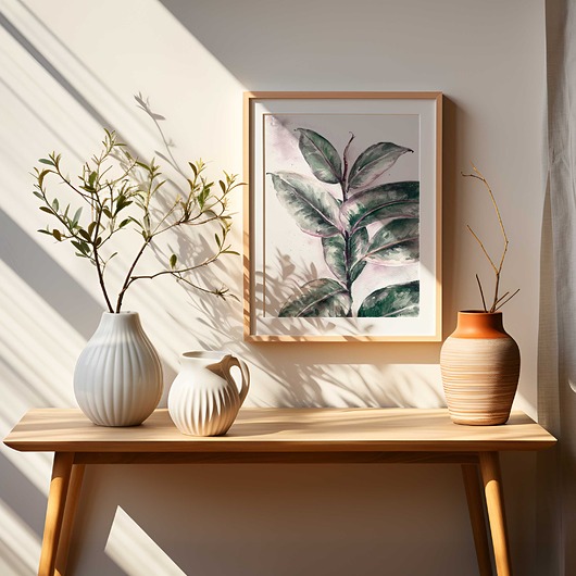 Fikus różowy akwarela botaniczna ręcznie malowana oryginał