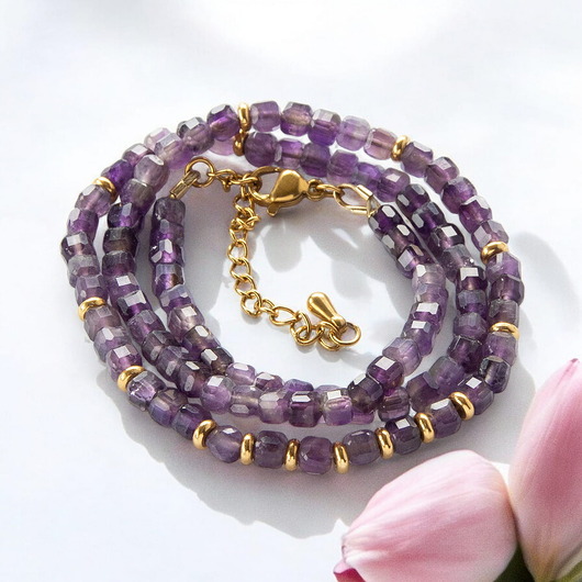 Naszyjnik z kamieni naturalnych - ametyst