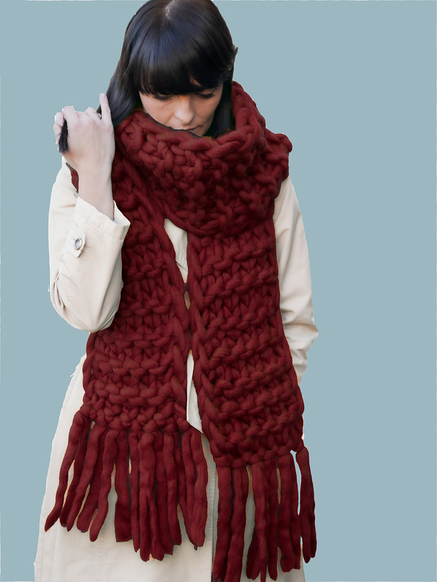 100% wełna Gruby zimowy szalik na drutach