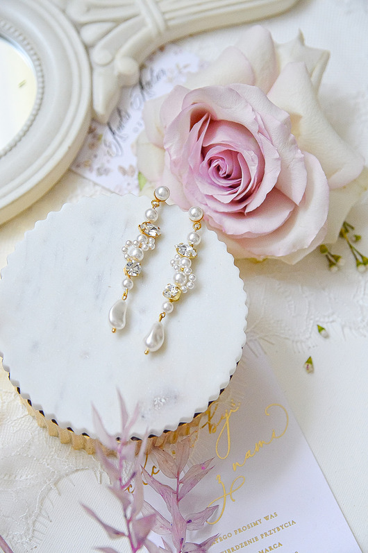 Kolczyki pozłacane z pereł Swarovskiego