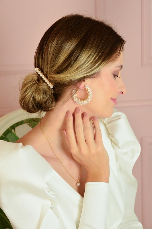 Kolczyki pozłacane koła z perłami Swarovskiego