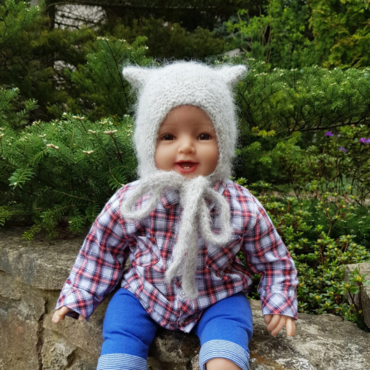 Szara Czapka Kotek, kitty alpaka/merynos