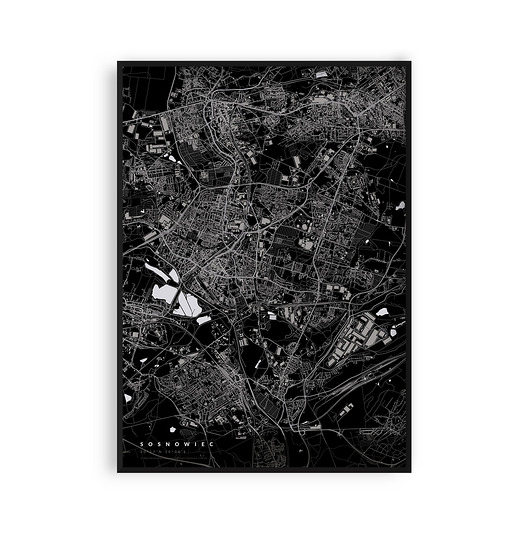 Sosnowiec - mapa miasta plakat