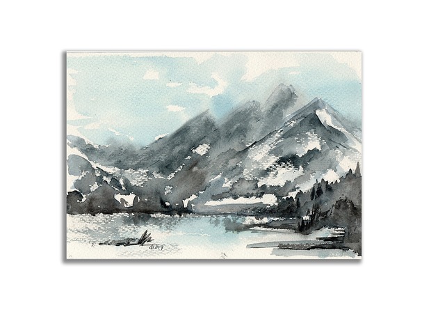 Obraz ręcznie malowany akwarela Pejzaż górski