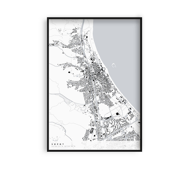 Sopot - mapa miasta plakat z mapą Sopotu