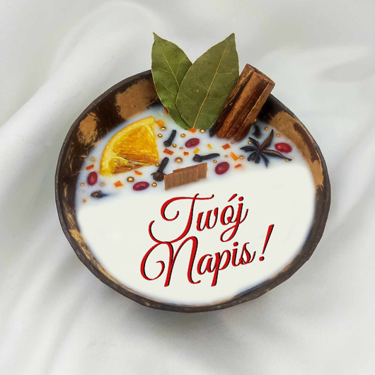 Świeca w łupinie Kokosa / Twój napis / Personalizacja