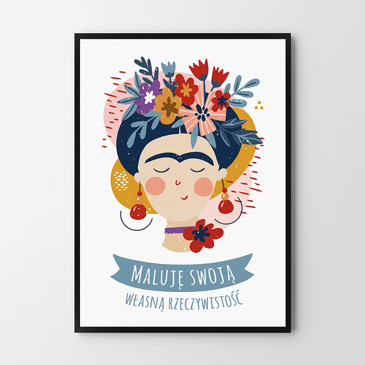 Plakat Frida w kwiatach ilustracja pomysł na prezent