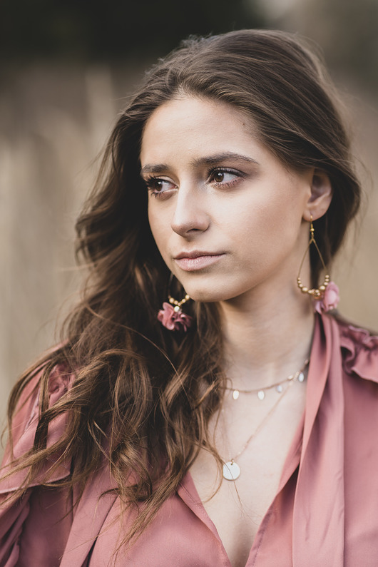 Kolczyki chwosty brudny antyczny róż kwiaty