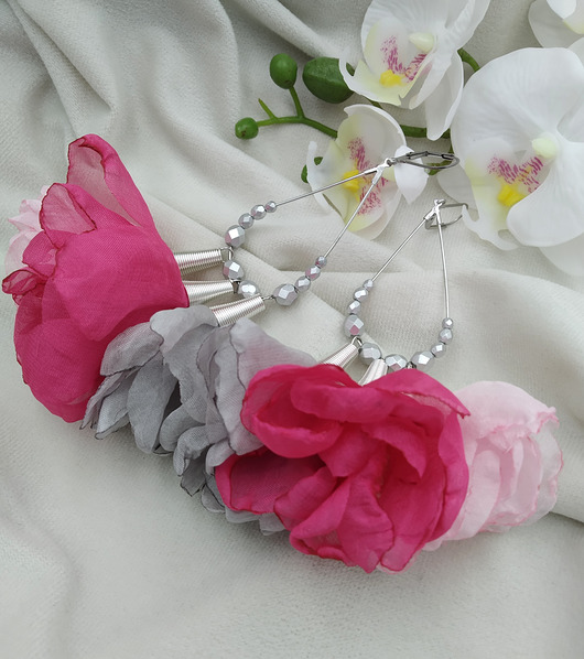 Kolczyki chwosty kwiaty, kolczyki kwiaty wesele