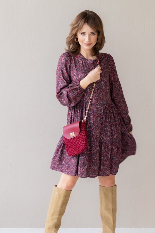 Mini Elegant Bag - bordo ze złotym łańcuszkiem