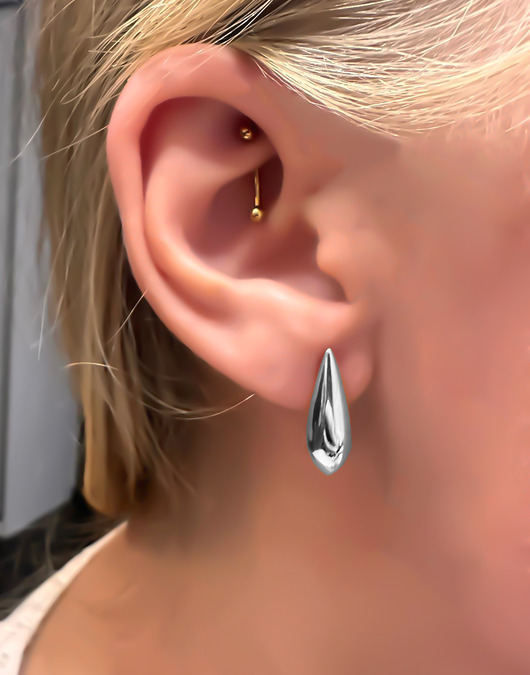 Kolczyki srebrne krople slim