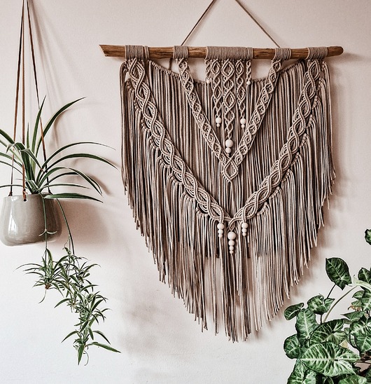 Makrama boho Sigrida - lniany beż