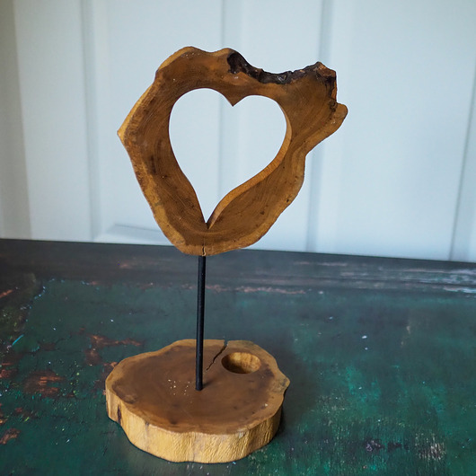 Lampion- świecznik na tealight, serce z drewna