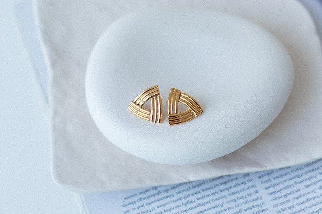 Kolczyki pozłacane Trójkąty No. 1