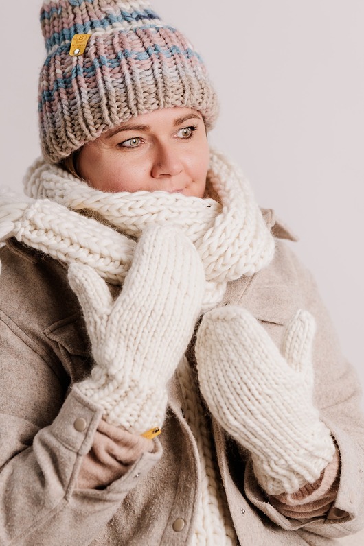 WOOLY wełniane rękawiczki- złamana biel