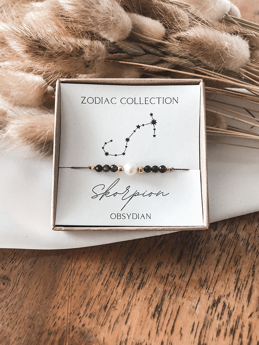 Bransoletka znak zodiaku Skorpion obsydian