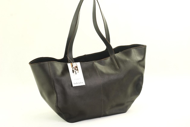 SHOPPER GINA ciemny brąz szewro GOLD