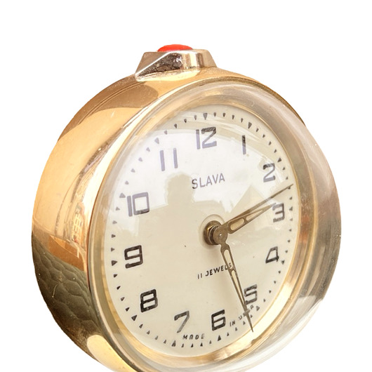Piękny budzik mechaniczny Slava, made in ZSRR, lata 60.