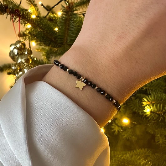 Bransoletka Mela z gwiazdką Czarny turmalin BOX prezenrowy