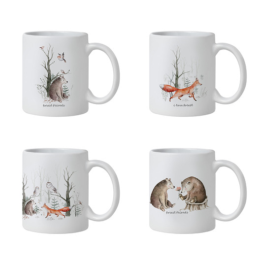 Zestaw 4 kubków. leśne przygody