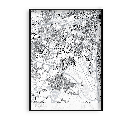 Plakat Mapa Włochy, dzielnice Warszawy