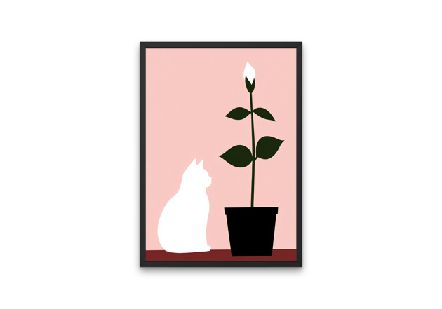 Plakat - A cat & a flower