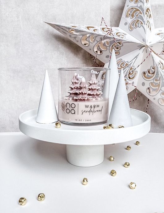 Duża Świąteczna Świeca Sojowa W Szkle - Warm Sandalwood Drzewo Sandałowe