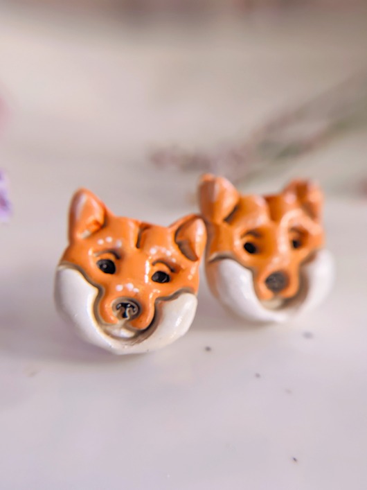 Kolczyki pieski shiba inu z wizerunkiem shiba inu, biżuteria z shiba akita inu