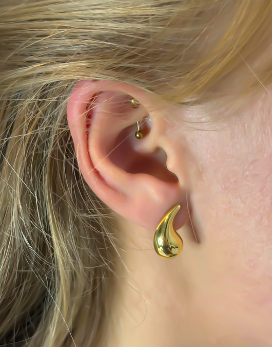 Kolczyki srebrne pozłacane łezki