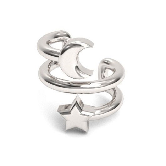 Nausznica MOON & STAR -srebro