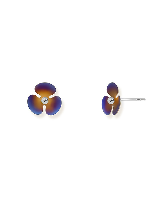 Kolczyki srebrne (gładkim) tytanowym kwiatem-kolor wielobarwny