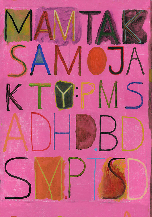 PMS ADHD BDSM PTSD Różowy plakat typografia prezent dla niej