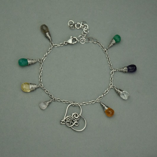 Bransoletka serce kolorowa wire wrapping