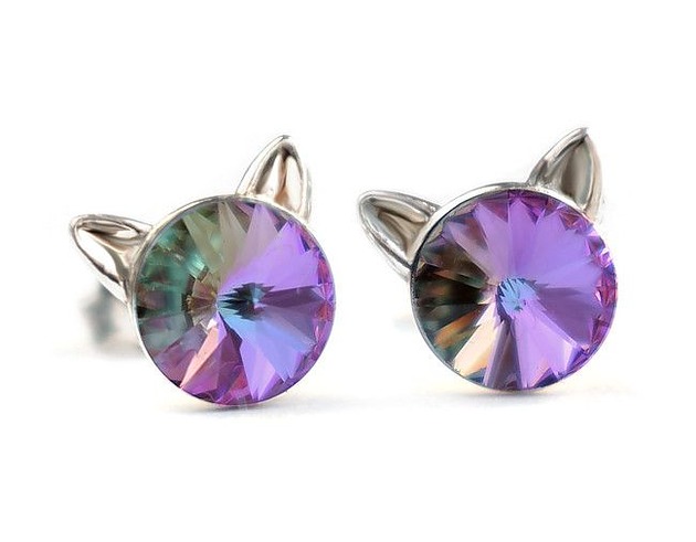 Kolczyki - kryształy Swarovski - kotki Vitrail Light (większe)