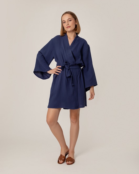 Kimono muślinowe granatowe