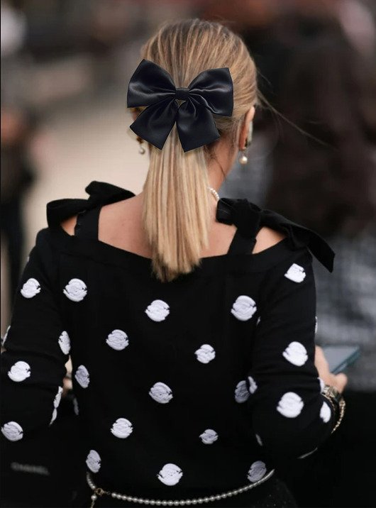 Jedwabna kokarda do włosów - czarna