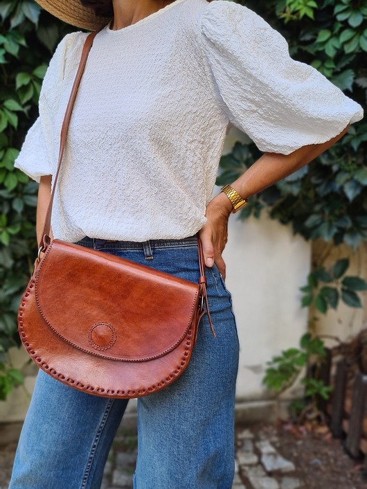 Torebka skórzana ręcznie robiona góralska listonoszka Tonala