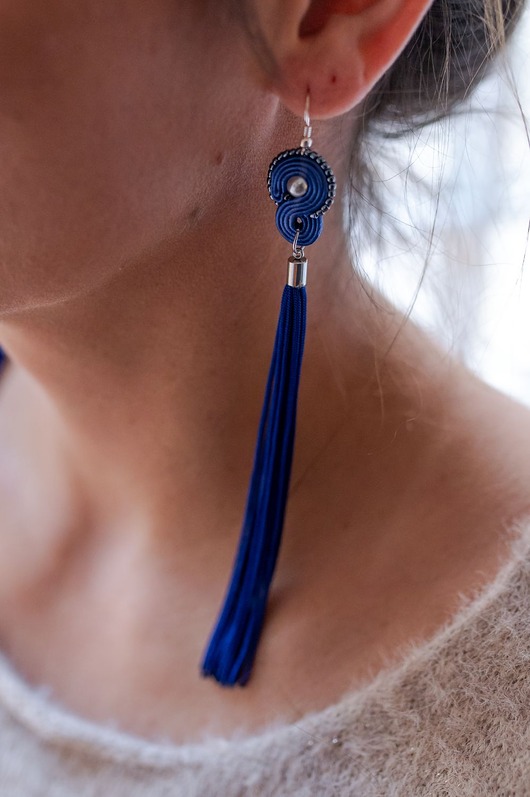 Maike cobalt - kolczyki z chwostami