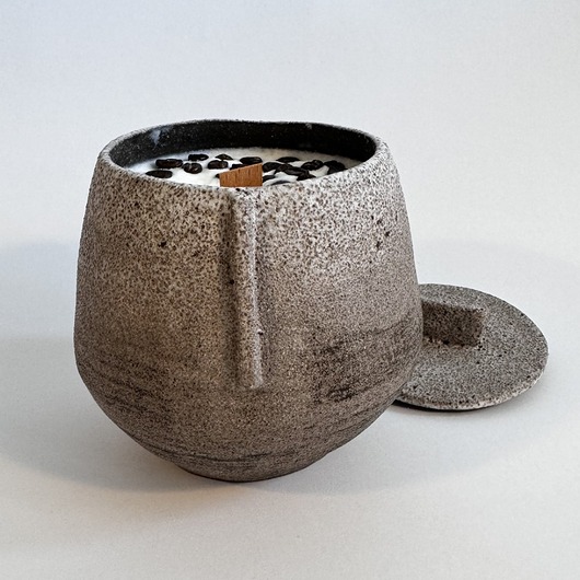 Ceramiczna świeca zapachowa - kawa - styl wabi sabi