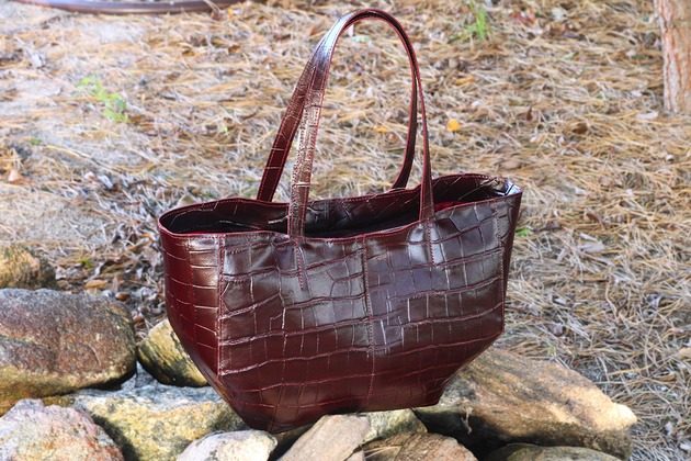 SHOPPER GINA burgundowa śliwka CroCo GOLD