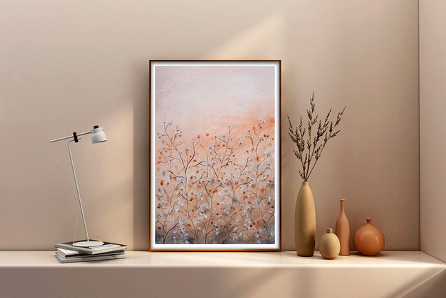 Oryginalna akwarela. Pastelowa łąka A3