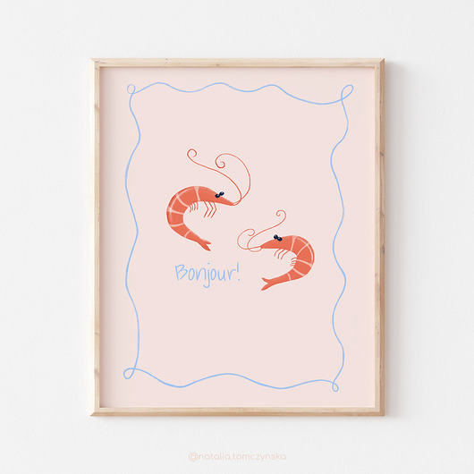 Plakat Bonjour Krewetki