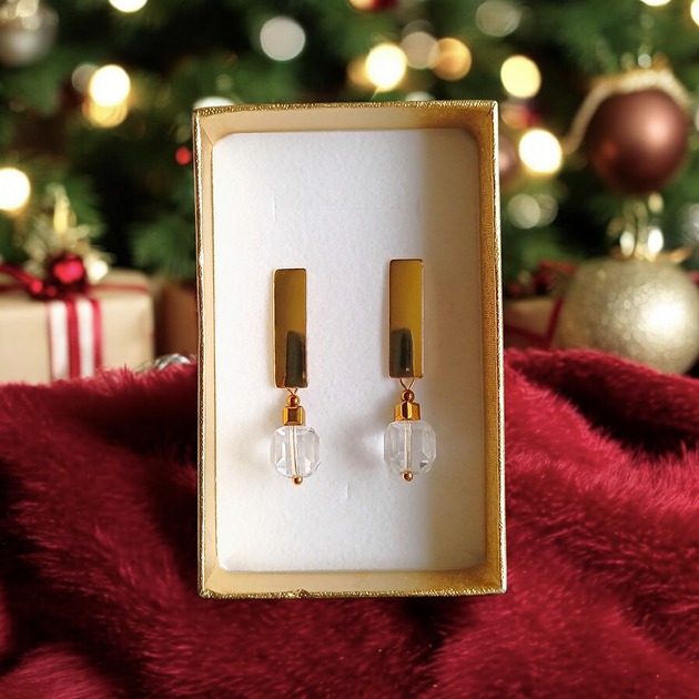 Kolczyki kryształowe : kryształ górski : eleganckie sztyfty