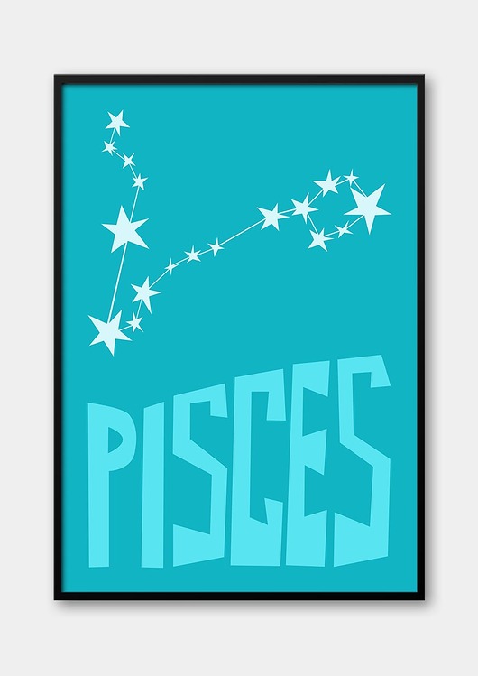 Plakat RYBY - PISCES Znaki Zodiaku Gwiazdozbiór