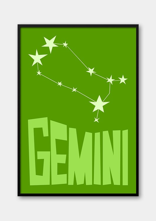 Plakat BLIŹNIĘTA - GEMINI Znaki Zodiaku Gwiazdozbiór