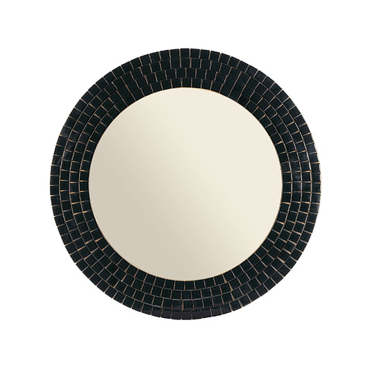 Lustro okrągłe czarne, błyszczące lustro, mozaika, czarna rama, do łazienki
