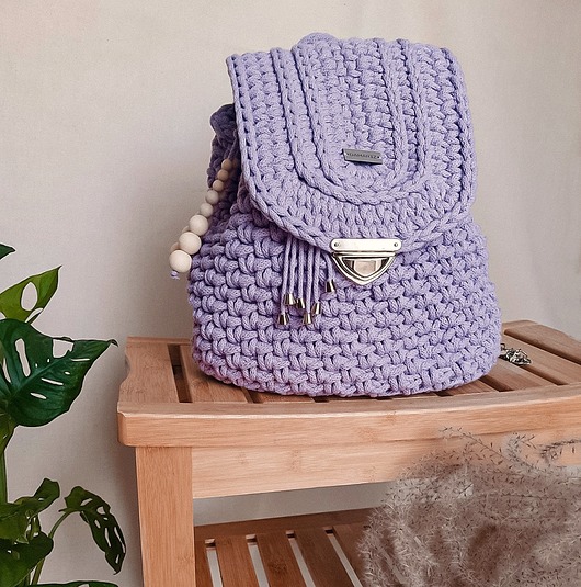 Plecak damski ze sznurka Troper - lawendowy