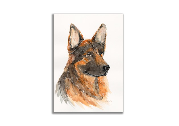 Obraz ręcznie malowany Piesek owczarek