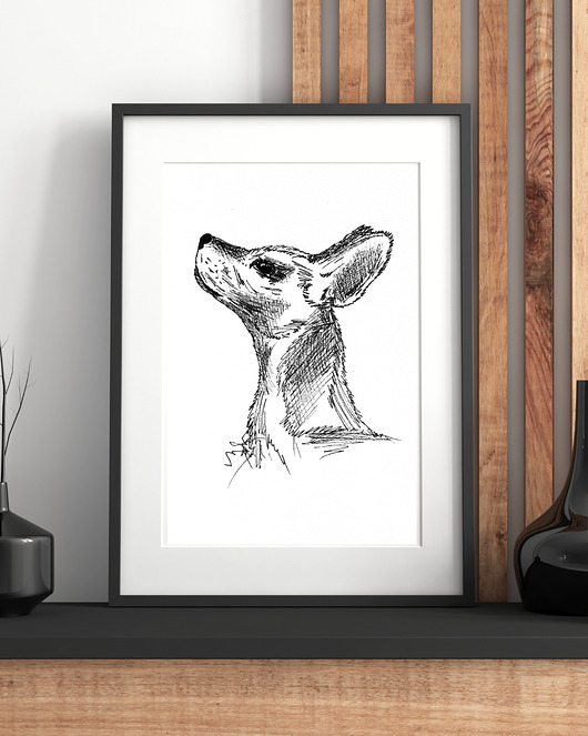 Ręcznie rysowany obrazek - cienkopis A4 - pies